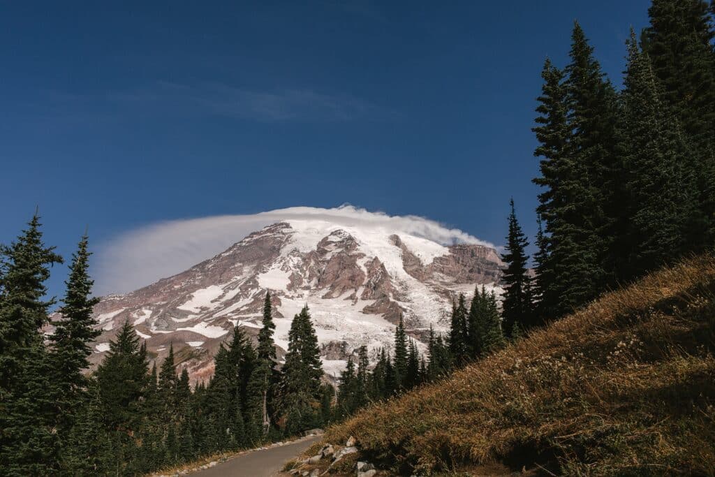 A picture of a rainier mountain that people who visit Tacoma love to explore